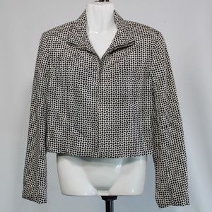 Vintage "Soiree" Silk Black/White Zip Jacket ~ XS